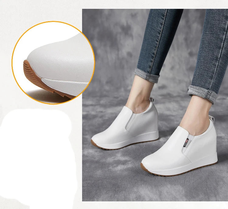 Fujin 7cm Genuine Leather Synthetic Boot Women  Fashion Ankle Platform Wedge Heels Pumps Autumn Spring Sexy Hidden Heels Boots