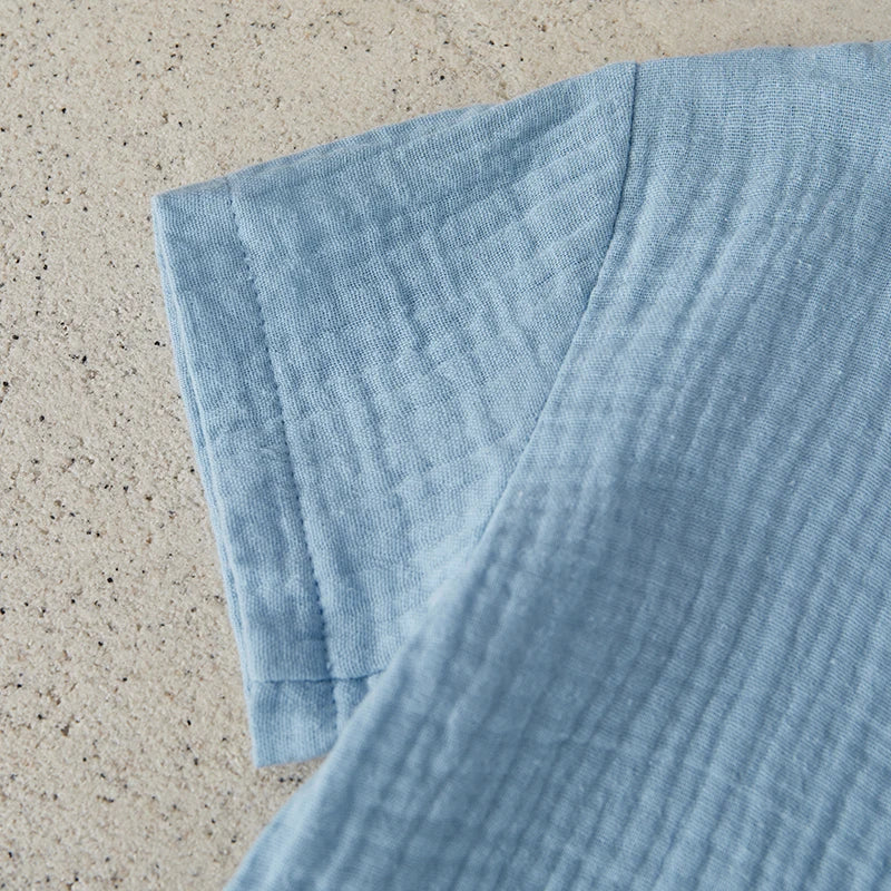 Suefunskry Toddler Boys Summer 2Pcs Casual Outfits Solid Color Short Sleeve Button Tops and Elastic Waist Shorts Sets 6M-4Y