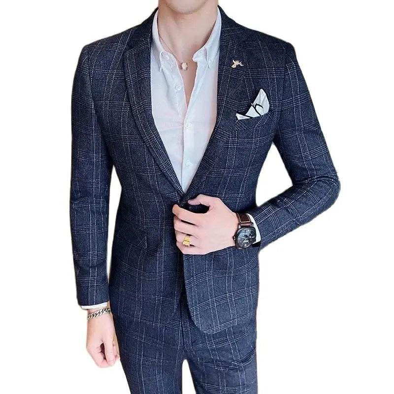2025 Suit (Blazer+ Pants) Men's Fashion Hosts British Style Work Business Wedding Casual Art Style Elegant Gentleman Suit M-5XL - AIAZ