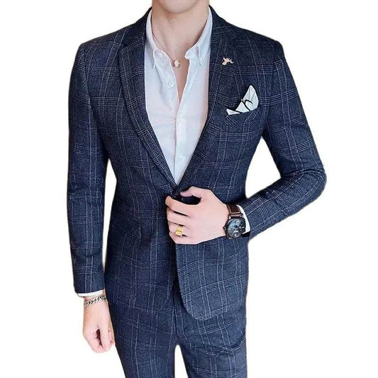 2025 Suit (Blazer+ Pants) Men's Fashion Hosts British Style Work Business Wedding Casual Art Style Elegant Gentleman Suit M-5XL - AIAZ