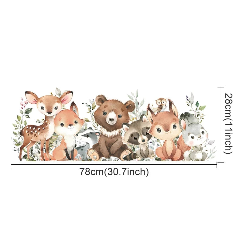 Forest Animals Theme Bear Deer Rabbit Children's Wall Stickers for Kids Room Baby Room Decoration Wallpaper Wall Decals Nursery