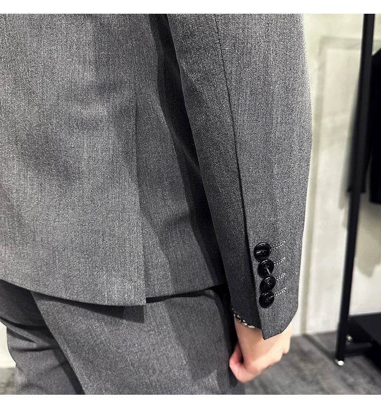 Jackets + Pants / Groom's Wedding Dress Best Fashion Mans Double -breasted Suit Blazer Trousers Male Formal Business Office Suit - AIAZ