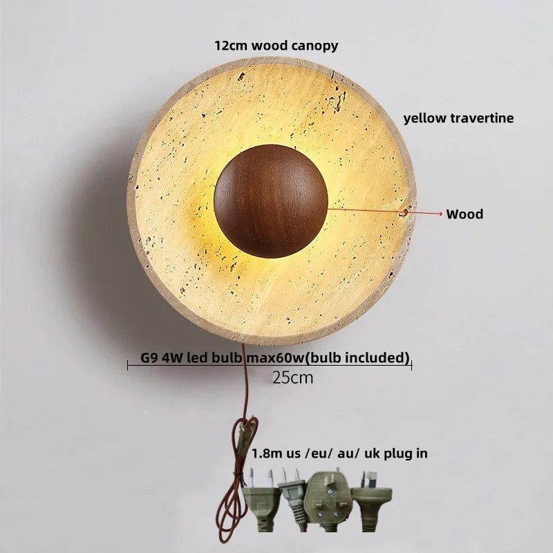 IWHD Yellow Cave Stone LED Wall Lamp Sconce Pull Chain Dining Room Coffee Nordic Modern Simple White Glass Stair Light Fixtures