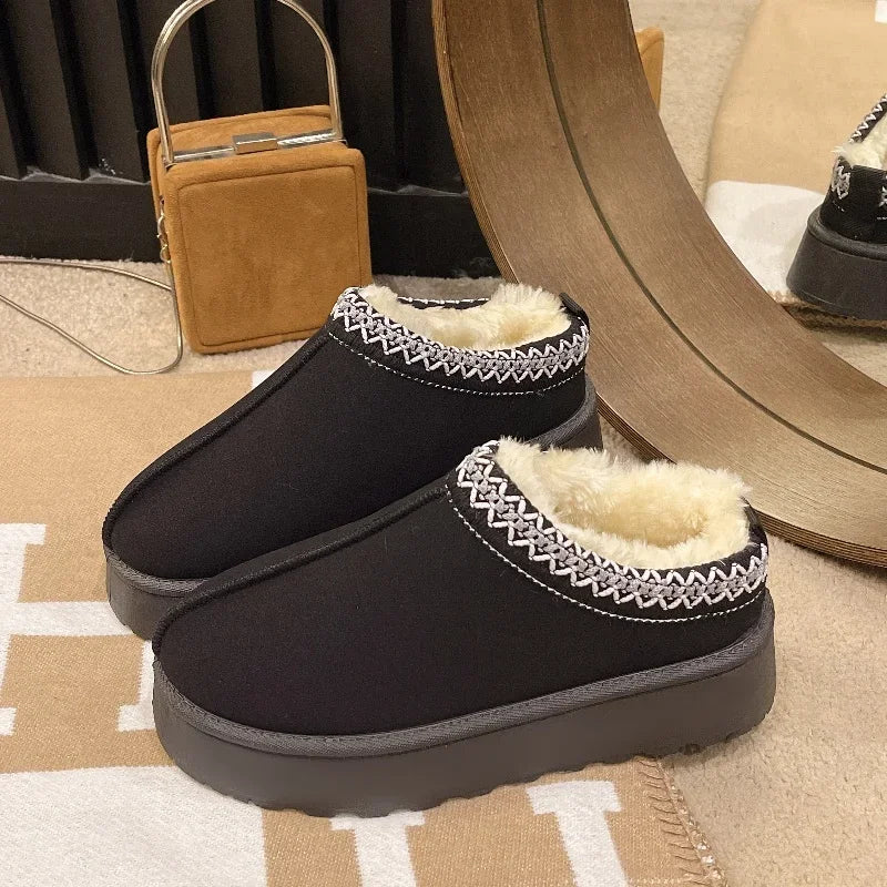 2025 New Women's Fur Slippers Dress Thick-soled Shoes Short Plush Comfortable Women's Cotton Shoes Designer Winter Snow Boots