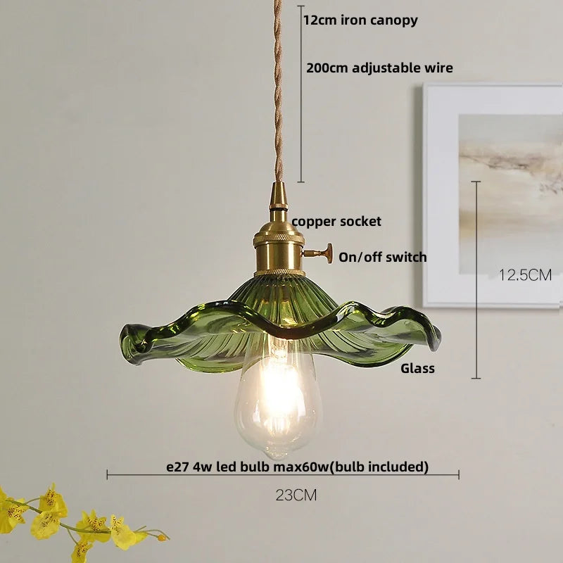 IWHD Nordic Modern LED Pendant Lights Coffee Living Room Balcony Green Glass Copper Knob Switch Hanging Light Fixture Luminaira