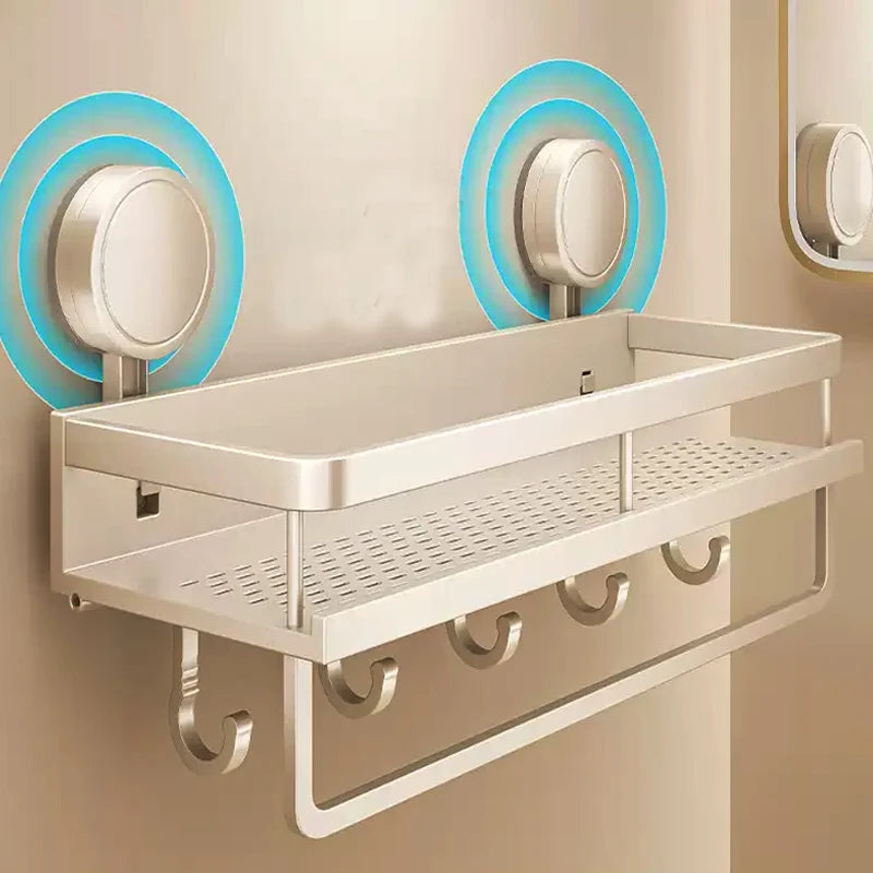 No Need To Drill Suction Cup Bathroom Storage Rack, Wall-mounted Oganizing Rack Cosmetic Storage Rack, Kitchen Storage Rack