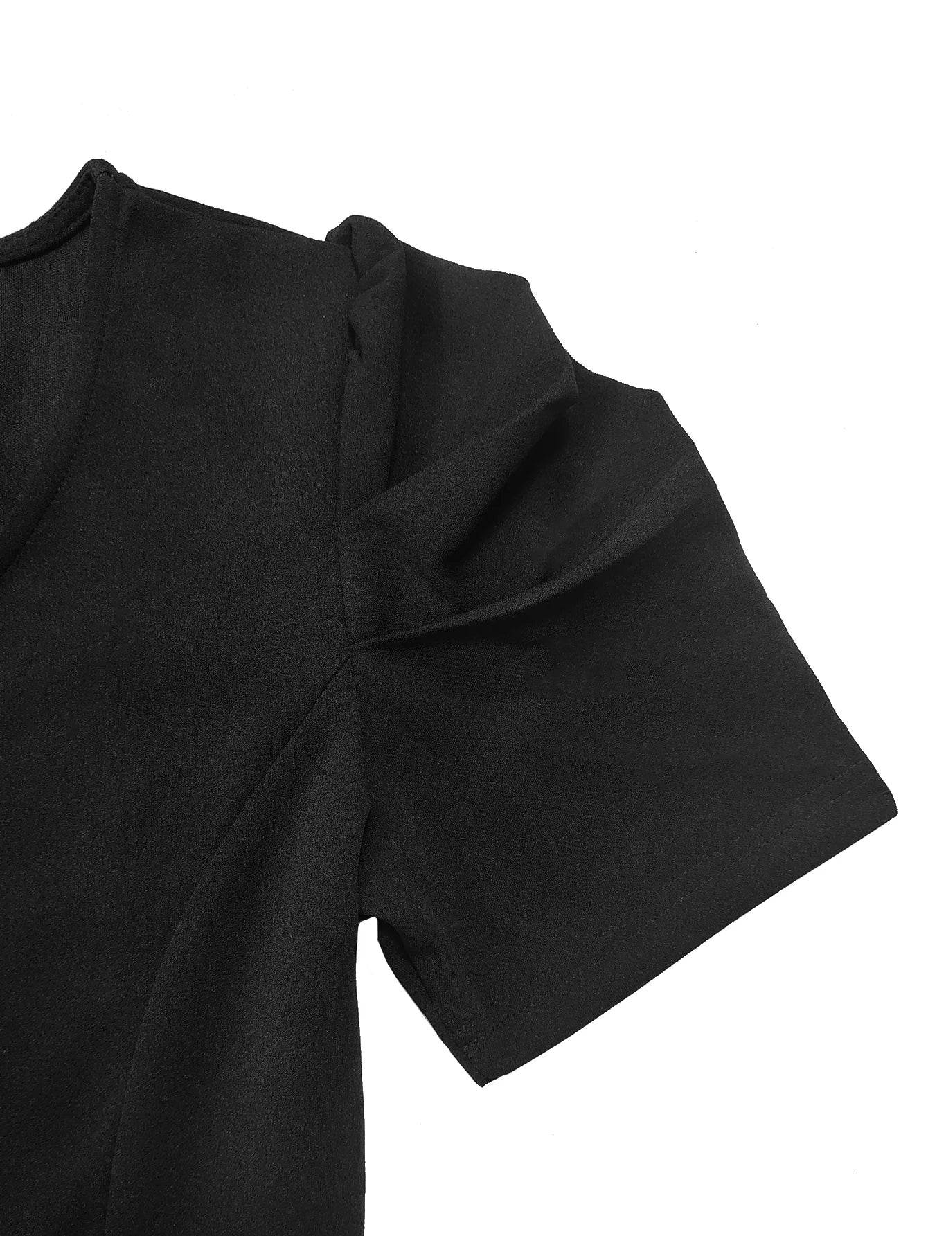 Women's Solid Color V Neck Jumpsuit, ElegantFashion Casual Jumpsuit for Daily Outdoor WearWomen Jumpsuits for Spring - AIAZ