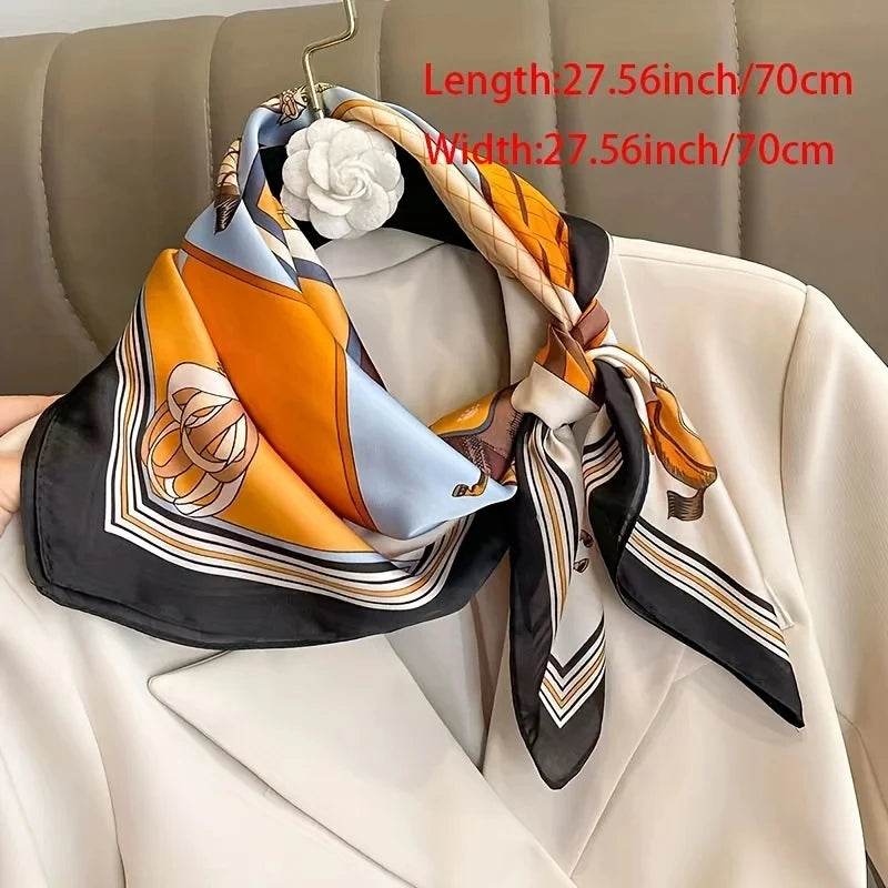 Luxury Silk Shawl Square Scarf for Women Satin Fashion Wraps Neckerchief Female Hair Bands Ribbon Headband Bandana 70X70CM - AIAZ