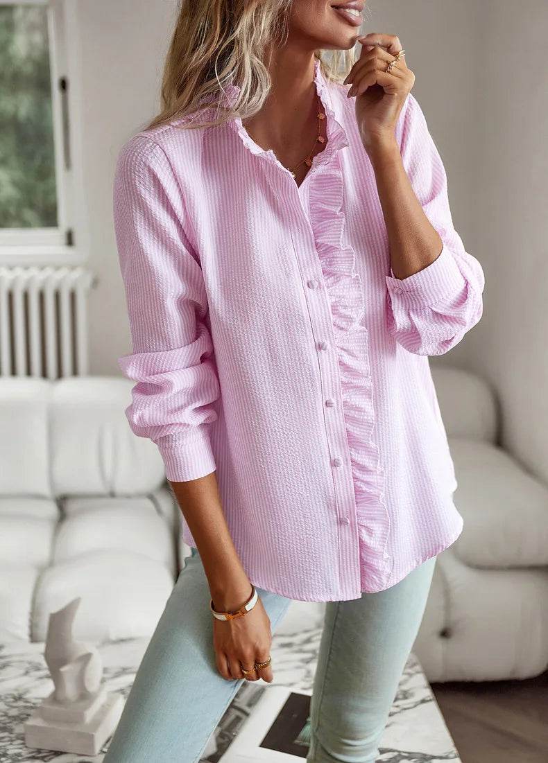 Fashion New Women Elegant Office Shirt,Long Sleeve Top Causal Comfort Simple Shirt,Shirts & Blouses,Tops For Women,Women Clothes - AIAZ