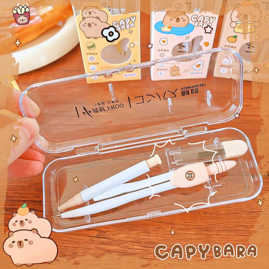 school caliper School supplies Study geometria school compass drawing tool cute capybara professional compass children - AIAZ
