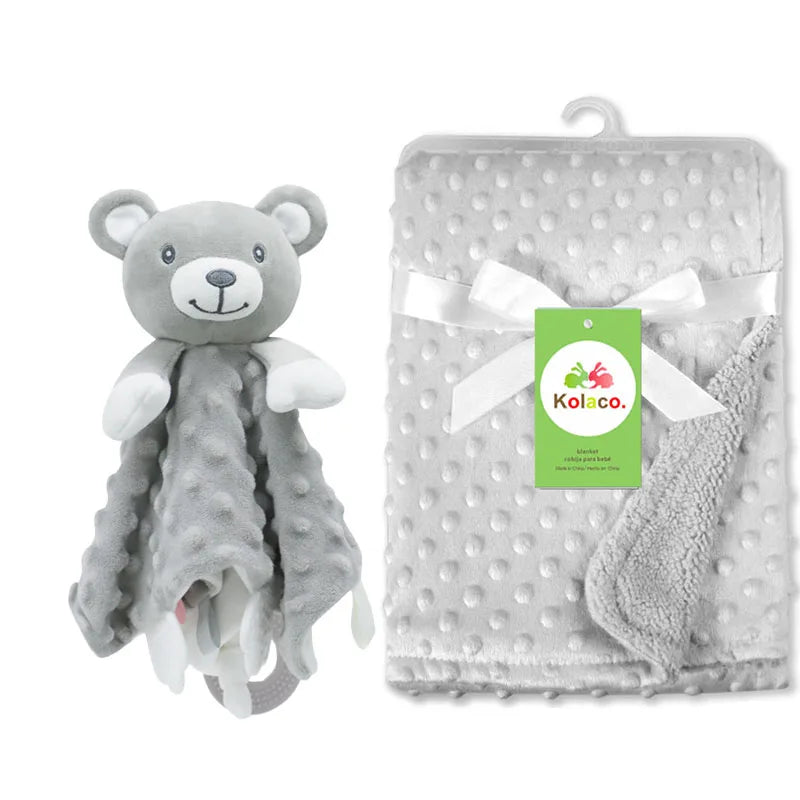 Personalized Baby Blanket Newborn Stroller Sleeping Dolls Custom Blanket With Name Animal Security Towel Gift Set