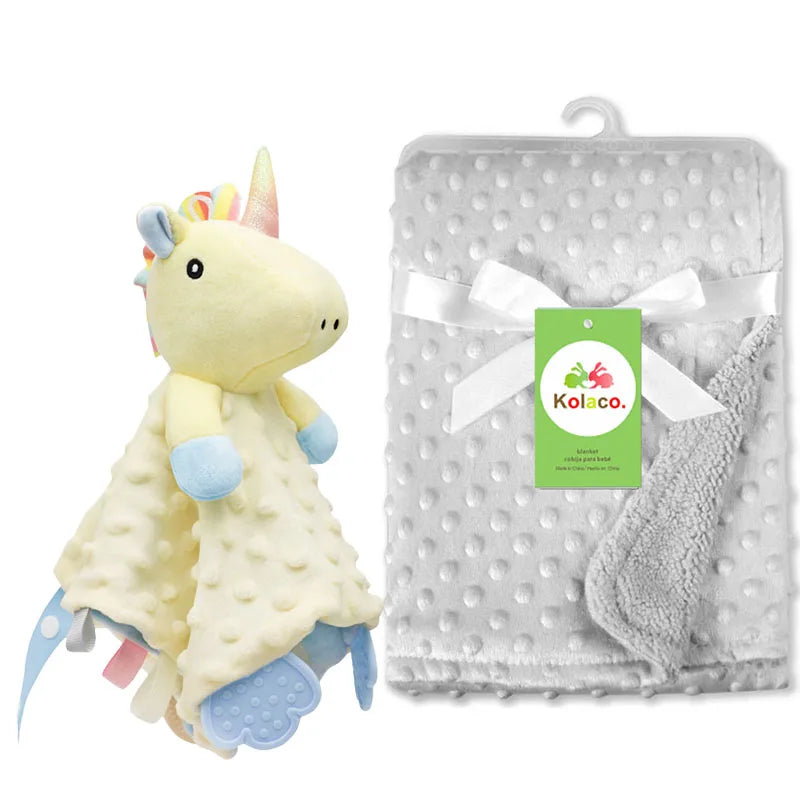 Personalized Baby Blanket Newborn Stroller Sleeping Dolls Custom Blanket With Name Animal Security Towel Gift Set