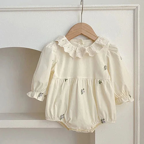 2025 New Spring 0-24M Baby Girl Clothing Infant Baby Girls Jumpsuit Long Sleeved Cotton Embroidery Newborn Baby Girls Bodysuits