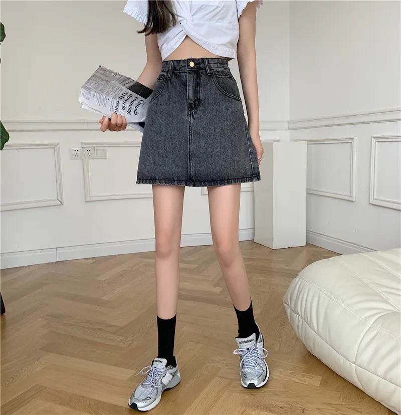 High Waist Denim Skirt Versatile Skirt Women's Clothing A-Line ort Skirt Slimming Wraparound Summer 202 plus Size - AIAZ