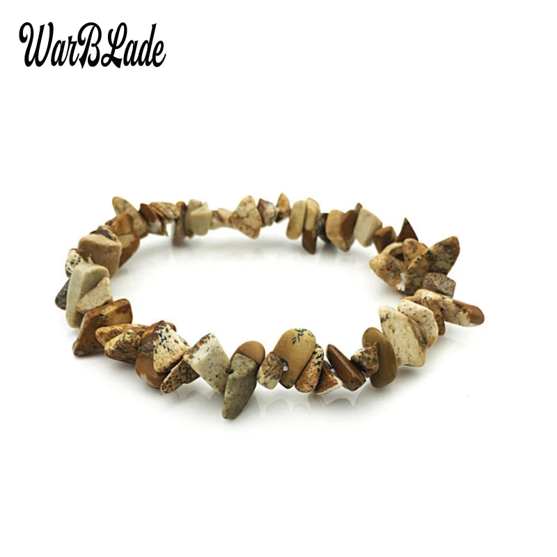 New Women Bracelets Bangles Natural Gem Stone Bracelet Irregular Stretch Chip Beads Nuggets Bracelets Bangles Crystal Wristband