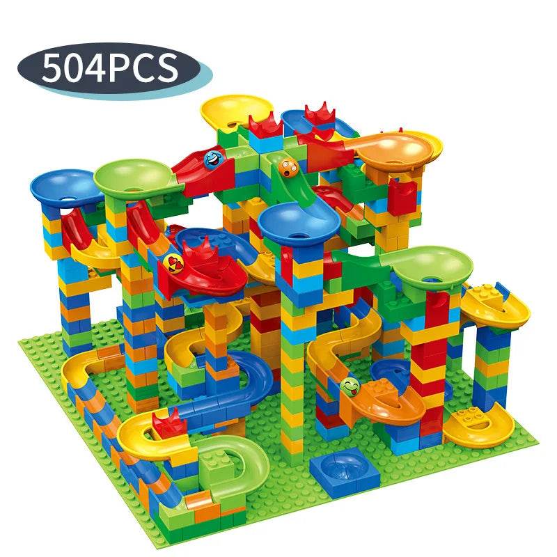 Marble Race Run Block Small Size Building Blocks Maze Ball Funnel Slide Blocks DIY Creative Bricks Assemble Toys Bulk Model Toys - AIAZ