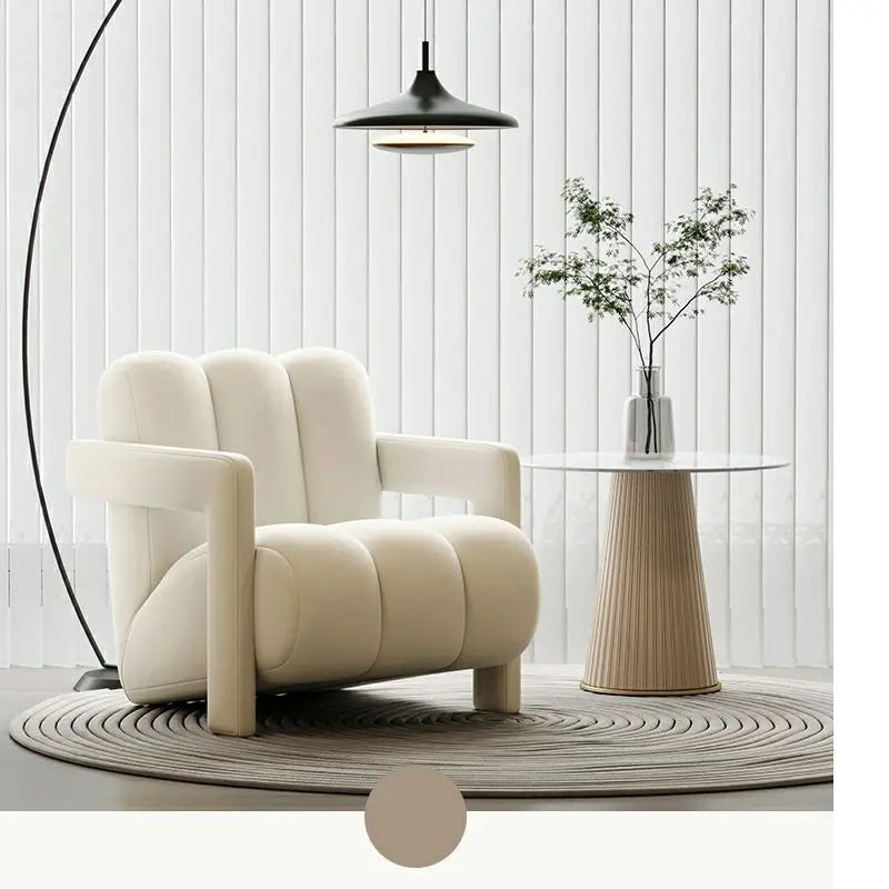 Cream Style Single Lounge Chair Light Luxury Sofa Designer Wool Living Room Reception Single Chair
