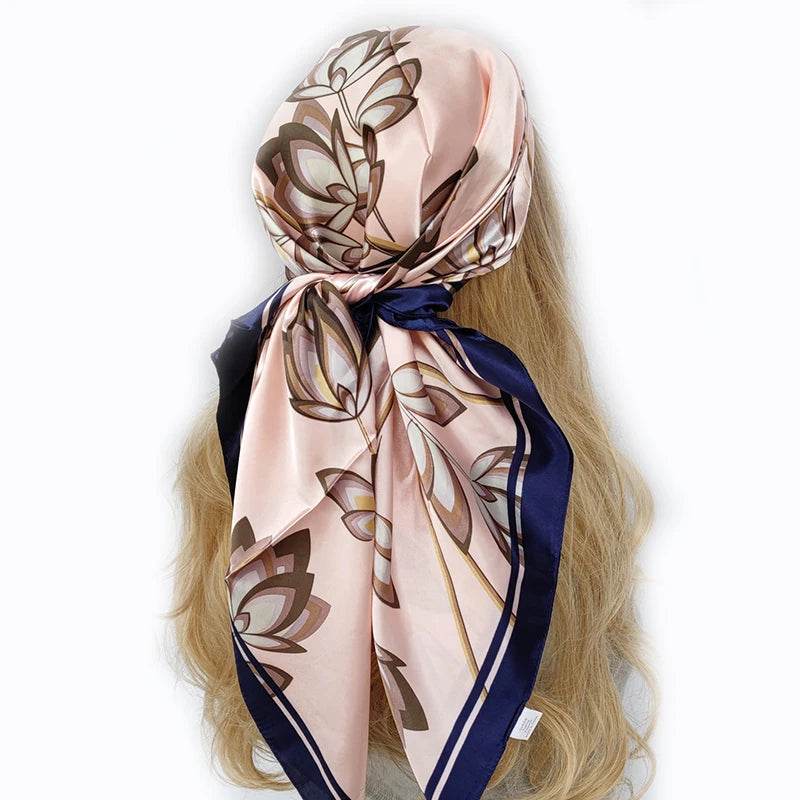 New 90*90cm Retro Brand Women Silk Scarf Bandanna Fashion Bohemian Pattern Square Hijab Lady Wrap Headband foulard muffler - AIAZ