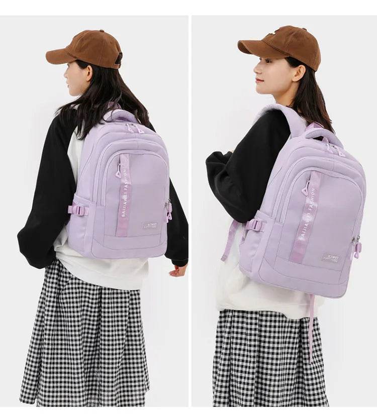 BAIJIAWEI brand college and high school student school backpacks Nylon orthopedic school bags reduces the burden girls schoolbag - AIAZ