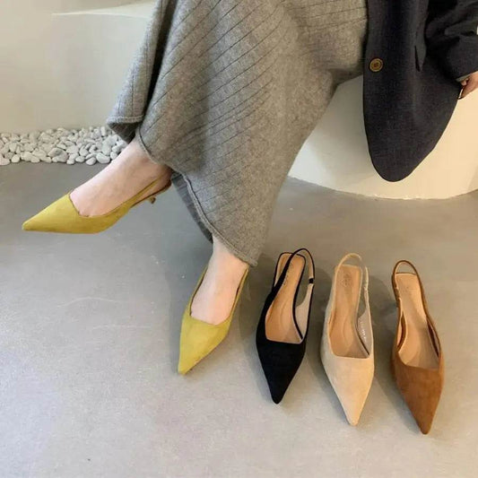 Bailamos Women Sandals Pointed Toe Elegant Low-heel Shoes Summer Fashion Slingback Woman Mules Shoes Pumps Dress Shoes - AIAZ