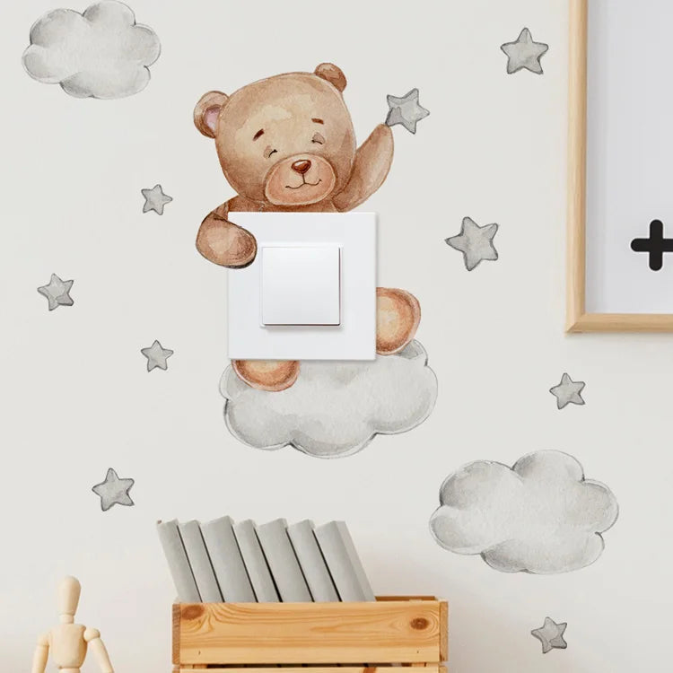 Cartoon giraffe Panda elephant switch stickers Kids Baby Bedroom decor Home decor Wallpaper Kids wall decal Room decor stickers
