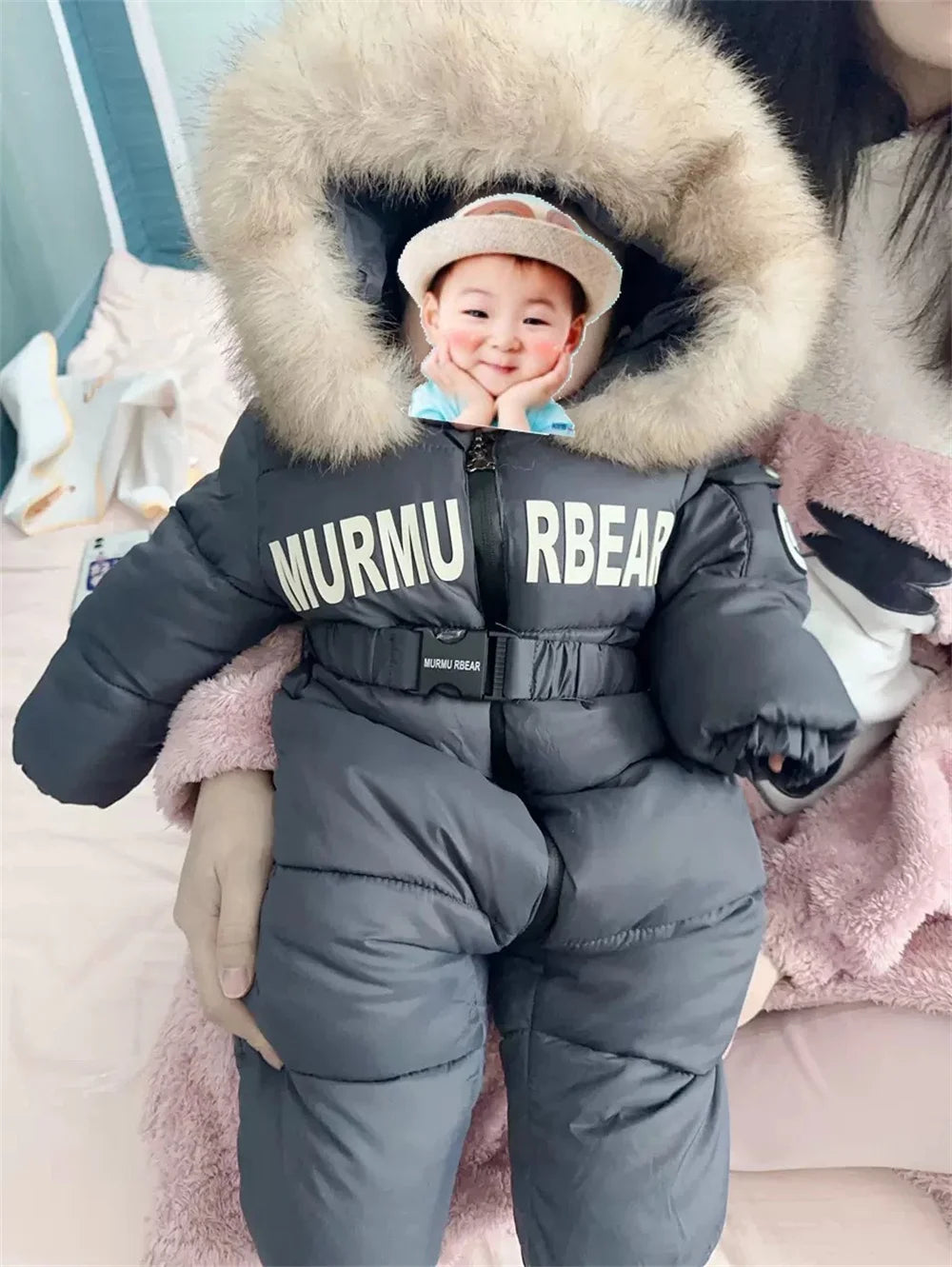 Winter Newborn Baby Girl Jumpsuit Thicken Baby Ski Suit With Gloves Belt Baby Romper Warm Infant Snowsuit Children Clothing Set