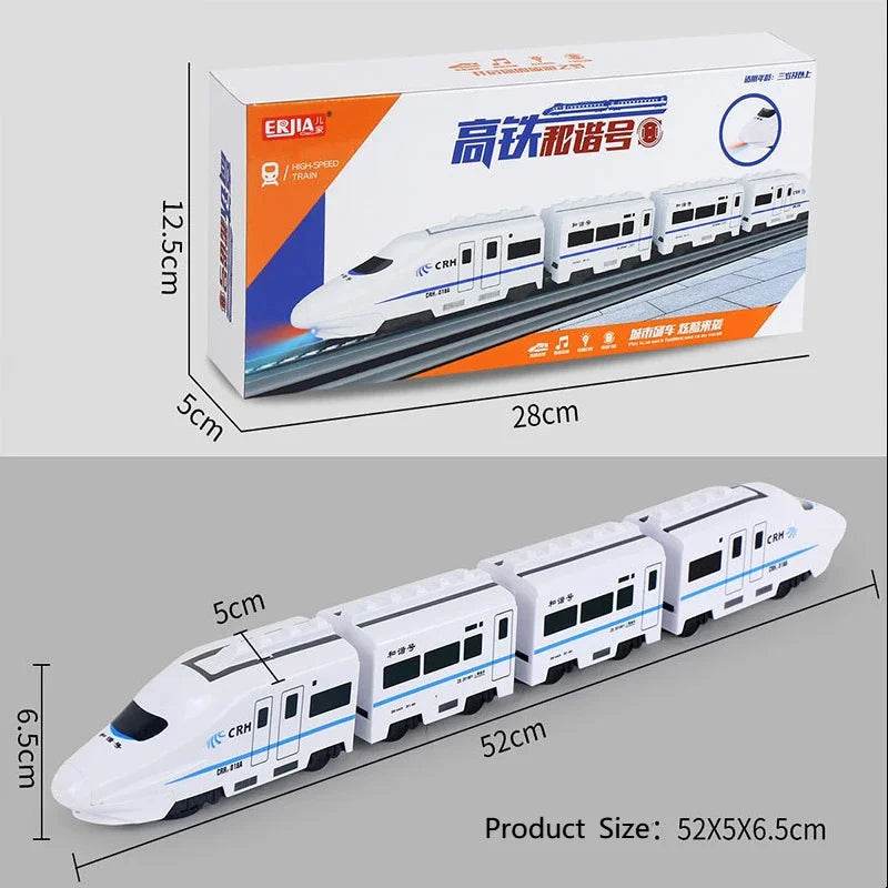 Kids DIY Simulation High Speed Railway Train Toy Car Electric Sound Light Model Train Educational Toys for Boys Girls Gift - AIAZ