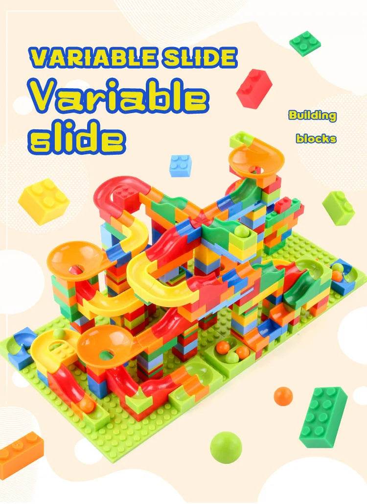 Marble Race Run Block Small Size Building Blocks Maze Ball Funnel Slide Blocks DIY Creative Bricks Assemble Toys Bulk Model Toys - AIAZ