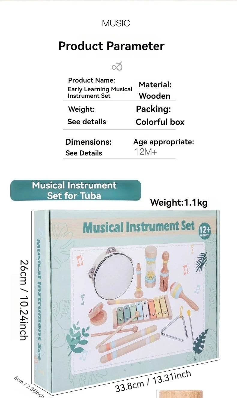 Interactive Musical Toy Wooden Toys Child Percussion Instruments Early Educational Toys Birthday Gifts for Toddlers Girl Boy - AIAZ
