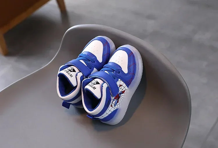 Disney Children's Led Light Shoes Fashion Aoger Spiderman Boys Sneakers Girls Cartton Casual Shoes Breathable Kids Sport Shoes