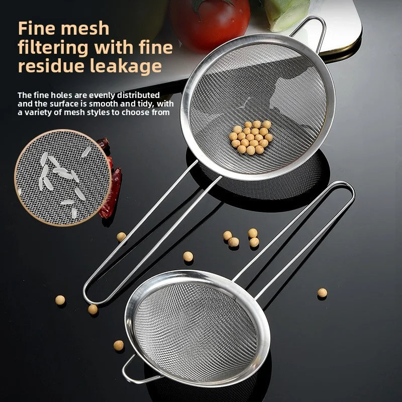 Stainless Steel Sieve Mesh Filter Slotted Spoon Kitchen Essential 3 Pack Fine Food Strainer with Long Handle for Cooking
