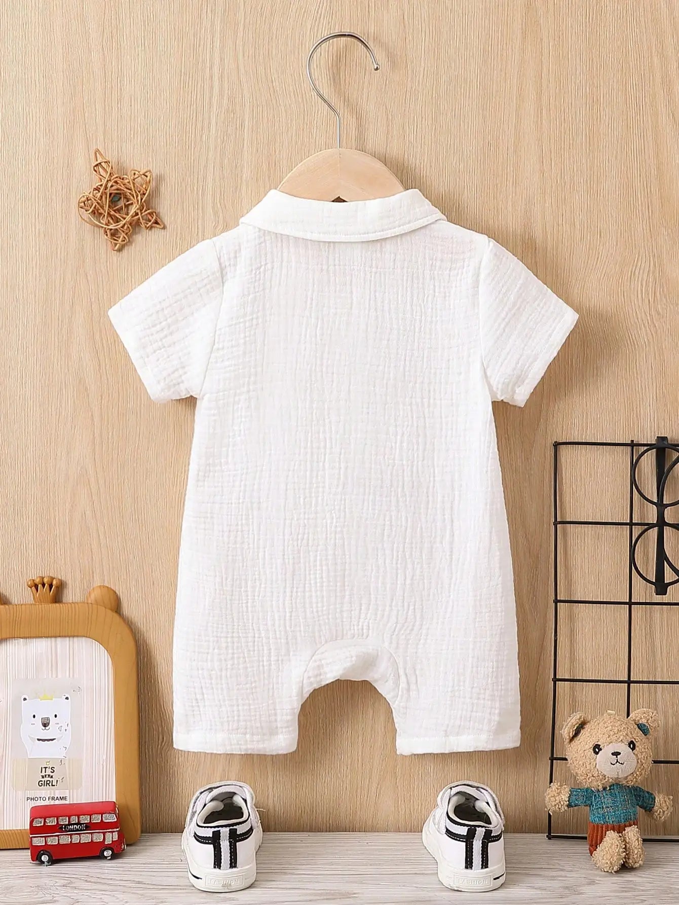 Summer Casual Comfort Soft Solid Color Simple Cotton Short Sleeve Romper Baby Girl Pocket Fashion Baby Boy Romper