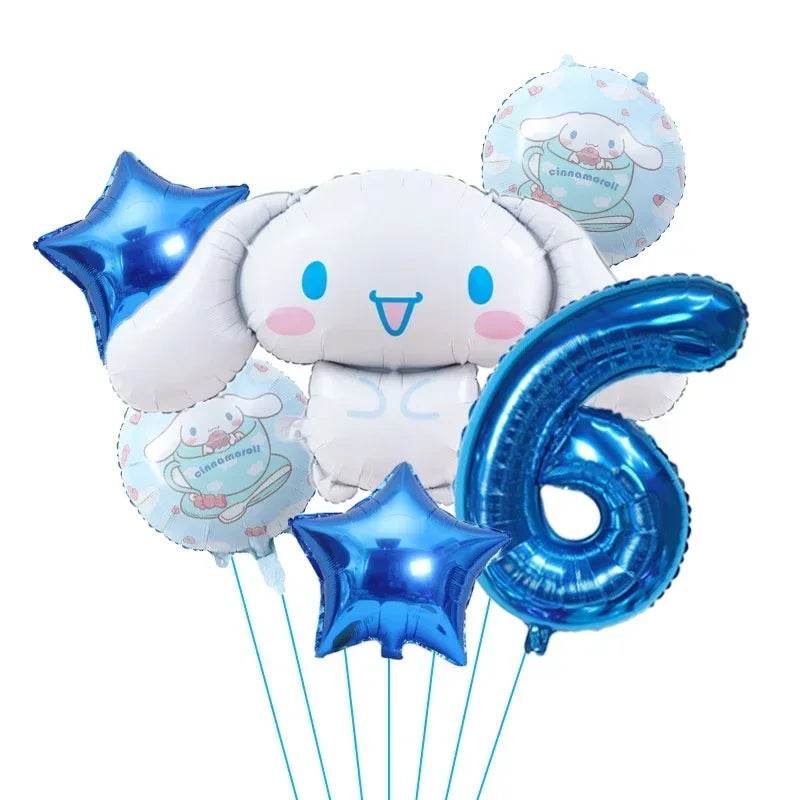 6pcs Cartoon Sanrio Cute Kuromi My Melody Cinnamoroll Foil Balloon 32 inch Number Set Children's Birthday Party Decorative Toys - AIAZ