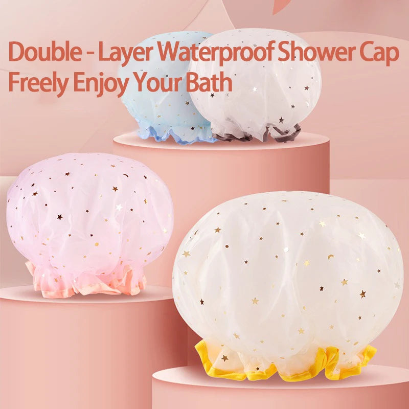 Shower Bath Cap Girl Luxury Women's Reusable Shower Cap Donuts for Hair Swimming Cap Shower Bonnet Douche