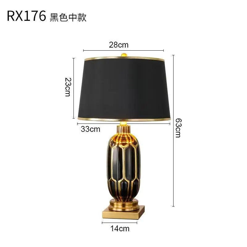 Chinese Black Ceramic Desk Lamp Nordic Modern Luxury Living Room Bedroom Bedside Study Table Lamp Atmosphere Sense Decoration