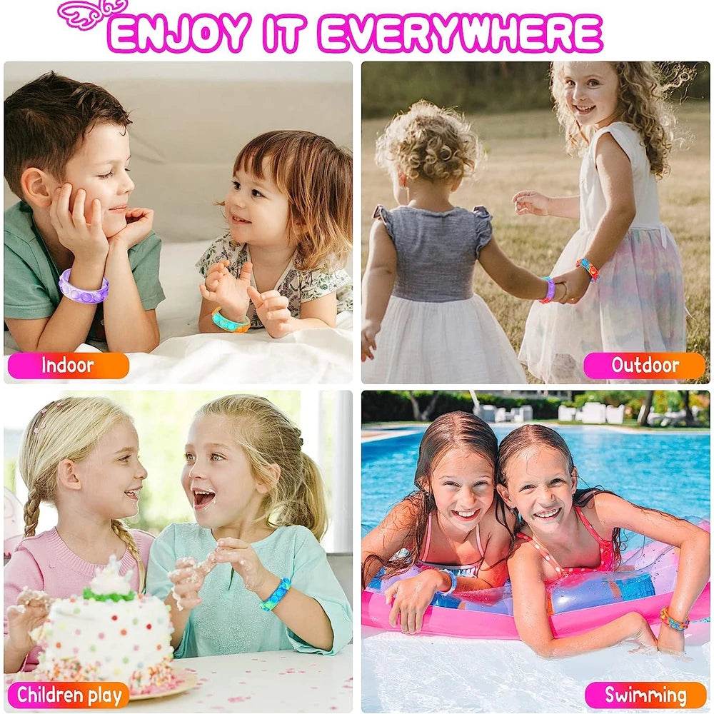 12PCS Fidget Toys Pop Bracelet Party Favors Bubble Bracelets Push Poping Sensory Stress Reliever Toys for Kids Children Gifts - AIAZ