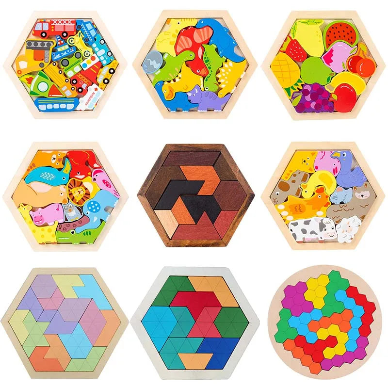27 Style Block Puzzle Jigsaw Puzzle Board Classical Puzzle Children's Toys Hexagonal Alien Chess Tangram Puzzle Toys