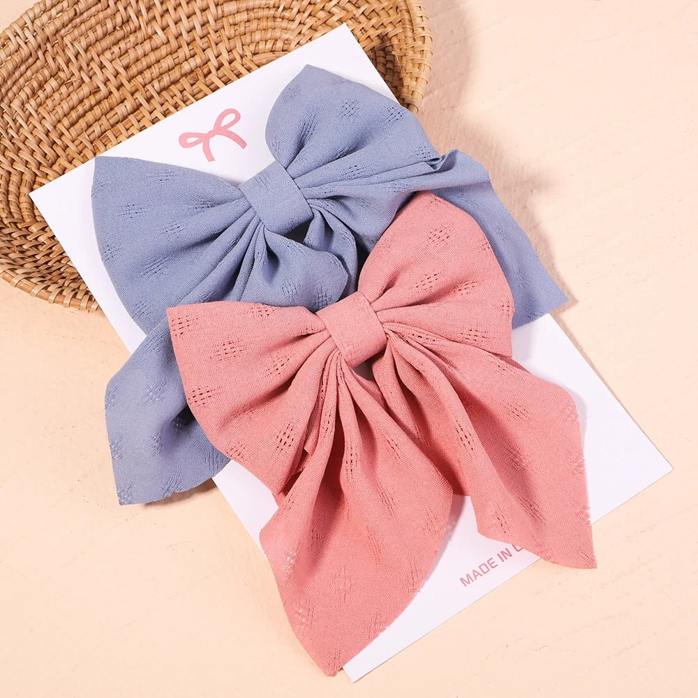 2Pcs/set Sweet Solid Bowknot Hair Clips for Women Girls Print Bows Hairpins Barrettes Duckbill Clip Headwear Hair Accessories