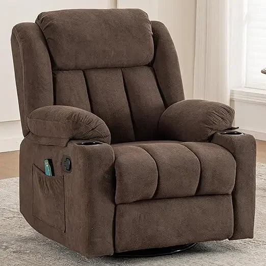 For Rocker Recliner Chair For Adults, Overstuffed Large Manual Recliner Swivel Glider With Massage And Heat,Living Room Chairs