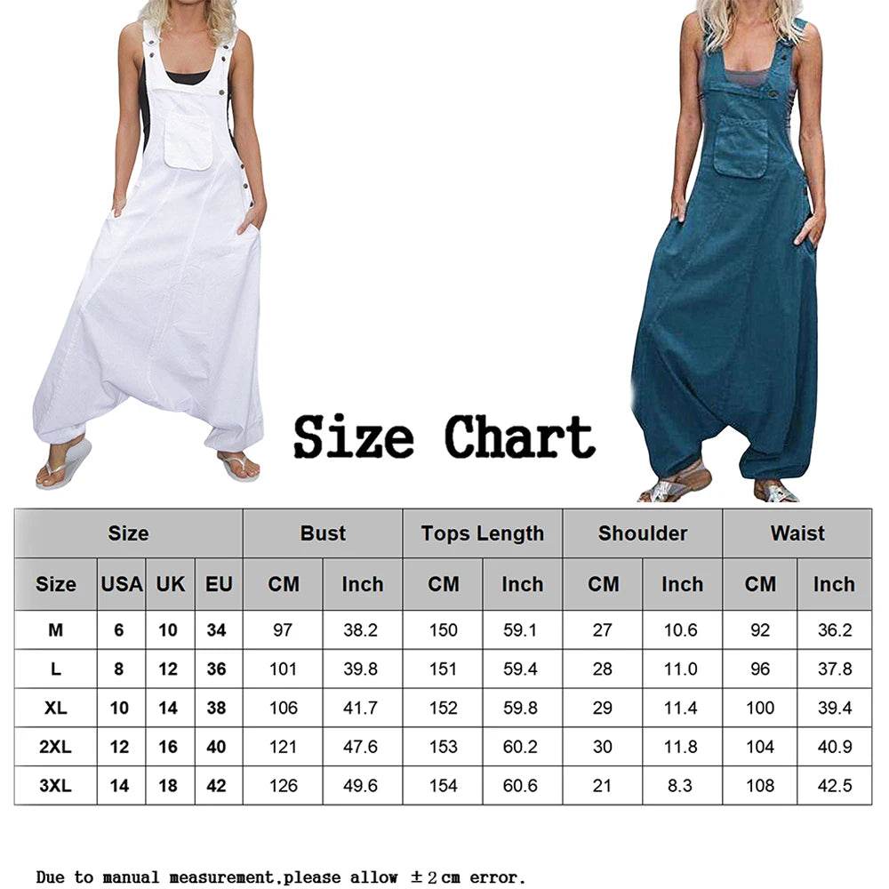 Women Summer Loose Thin Jumpsuits Harem Pants Wide Leg Pants Sleeveless Pockets Bib Jumpsuit Siamese Trousers Large Size S-5XL - AIAZ