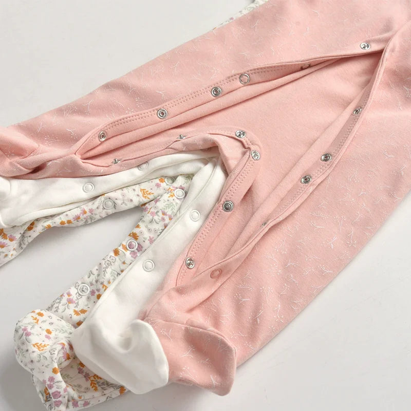 IYEAL 2025 Spring Newborn Clothing Infant Jumpsuits 100% Cotton Long Sleeve Baby Boys Girls Clothes Pajamas 3Pcs/Lot