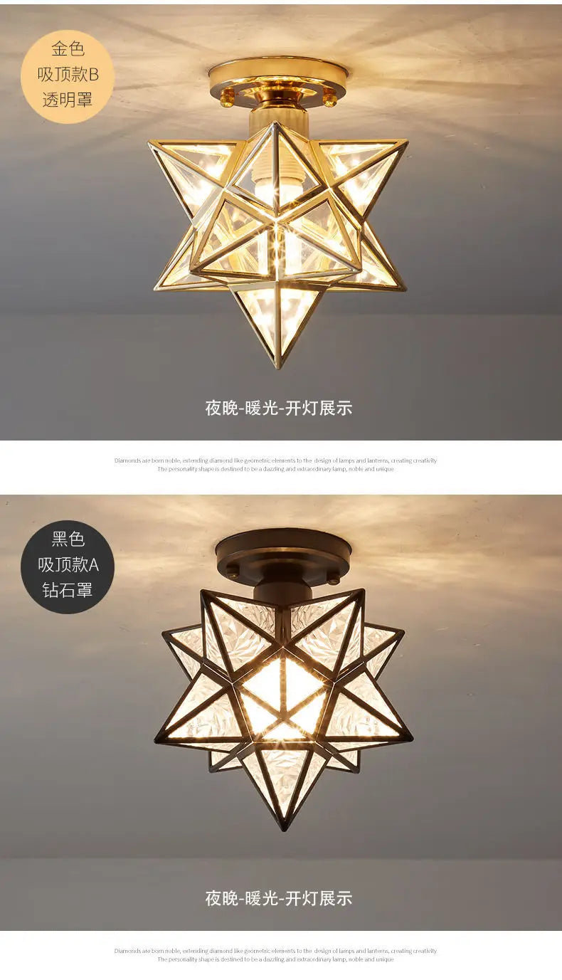 Lamps for Living Room Decor Five-pointed Star Ceiling Modern Balcony Corridor Porch Fashion Network Red Star  Ceiling Light