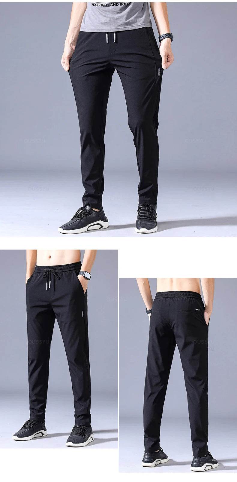 2025 Men's Trousers Spring Summer New Thin Green Solid Color Fashion Pocket Applique Full Length Casual Work Pants Pantalon - AIAZ