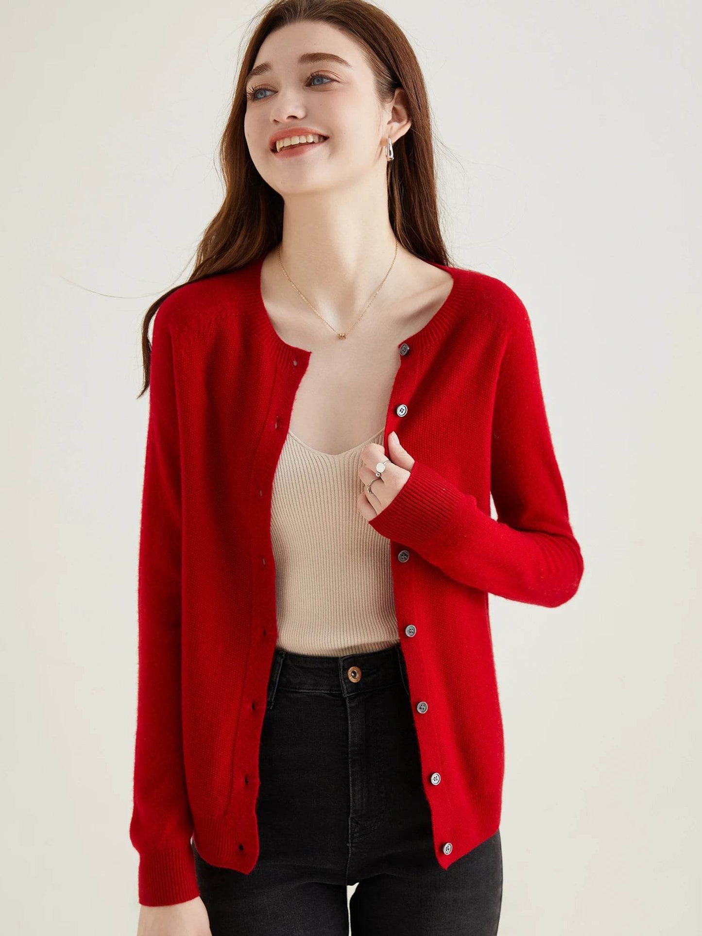 Knit Cardigan for Women Sweater Woman Long Sleeve Top 100% Wool Cardigans Sweaters Vintage Coat Knitwears Jacket Female Clothing - AIAZ