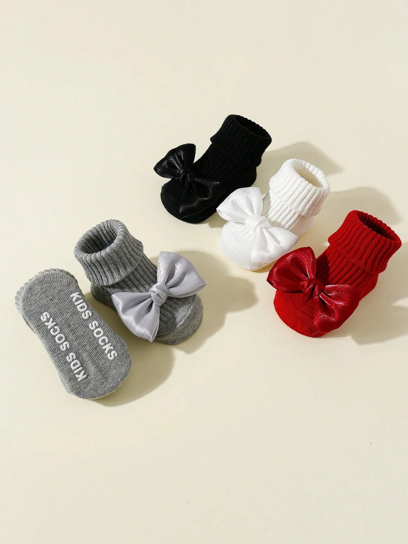 4 Pairs Toddler Socks with Bows, Soft Cotton Cute Ankle Socks for Infants Girls, Fashion Anty-Slip Newborn Baby Socks 0-24 Months