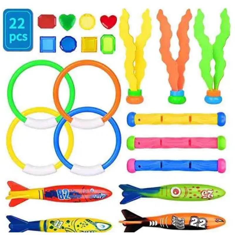 Swimming Diving Toys Children's Fish Dolphin Buoy Pool Treasure Hunt Diving Water Diamond Kids Water Game Toys Set Reusable Gift - AIAZ