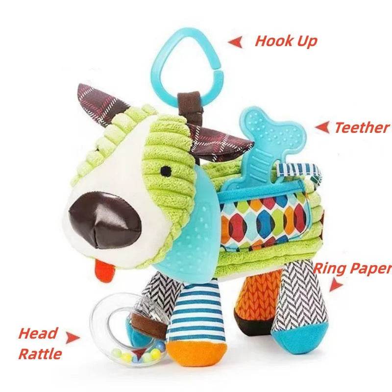 Montessori Baby Toys Kawaii Soft Plush Dolls Animal Strollers Pendant Toys for Newborn Boys Girls Toddler Birthday Gift - AIAZ
