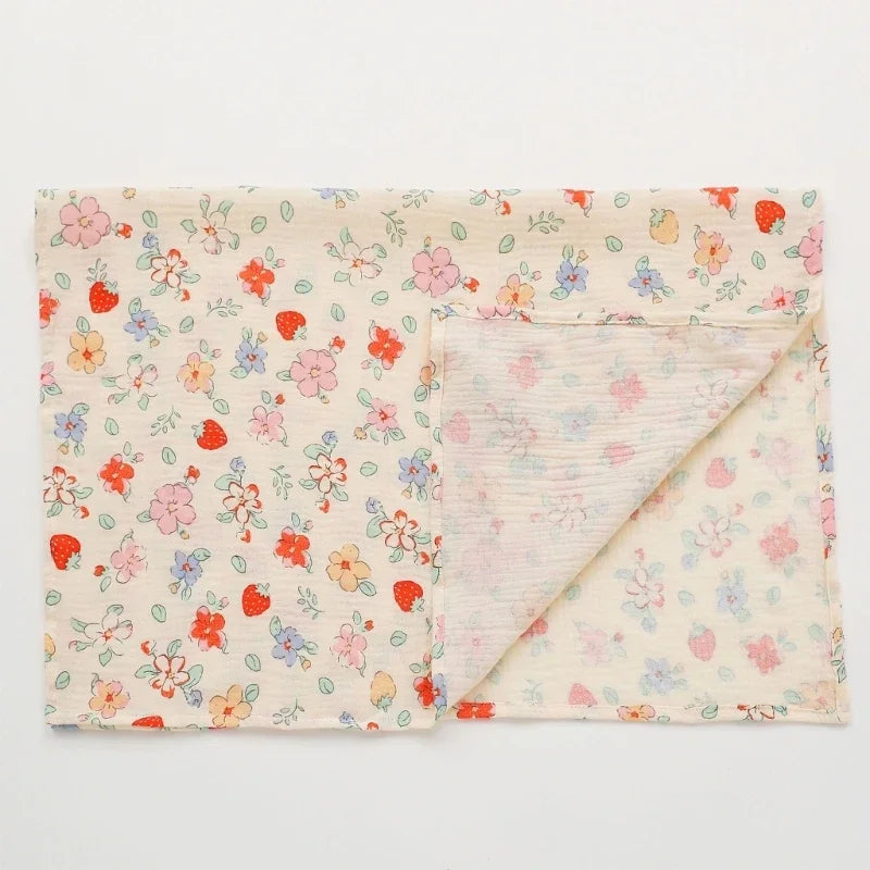 Baby Cotton Muslin Swaddle Blanket Floral/Animal Print Stroller Blanket Infant Diaper Newborn Receiving Blanket