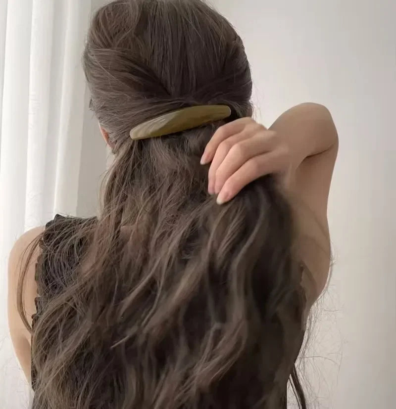 Chic Hair Clips Plain Color Acrylic French Clip Simple Elegant Oval Geometric Hairgrip Hairpin Women Hair Accessories