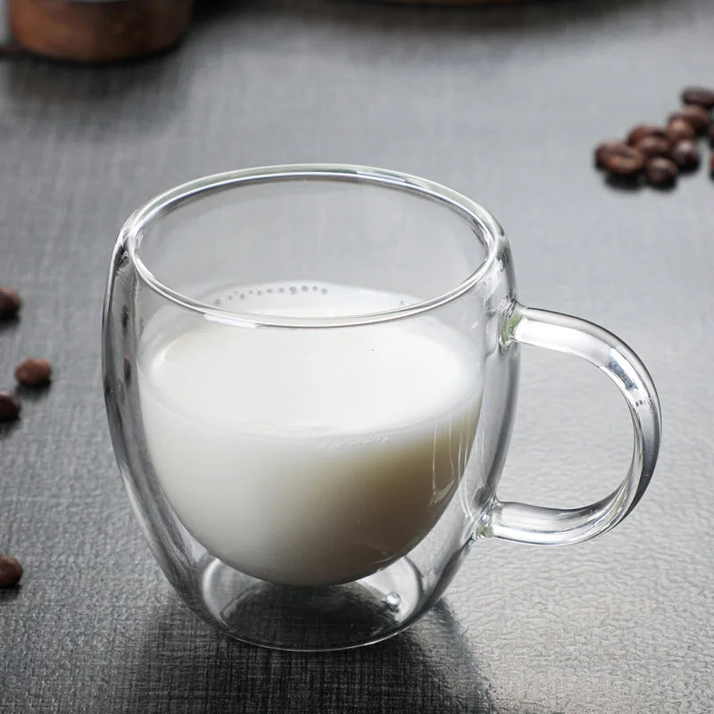 Double Wall High Borosilicate Glass Mug Heat Resistant Tea Milk Lemon Juice Coffee Water Cup Bar Drinkware Lover Gift Creativity
